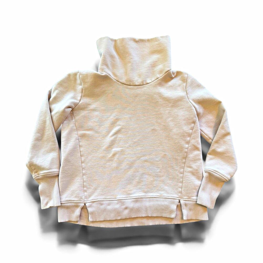 Athleta Women’s XS Beige Funnel Neck Fleece Sweatshirt Pullover Split Hem